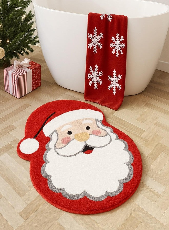 Feblilac Santa Claus Bath Rug Christmas Non-Slip Bath Mat Washable Microfiber Bathroom Mats for Indoor Living Room Fast Dry Rugs - Image 2